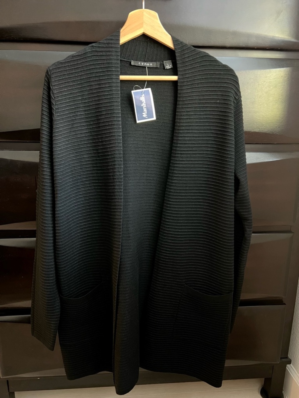 Marshalls Black Ribbed Open Front Cardigan